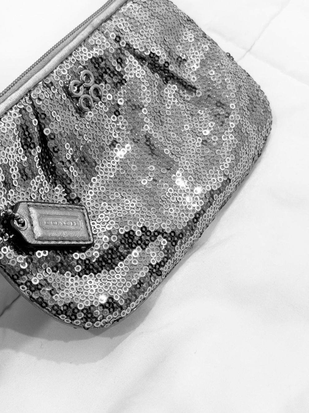 Coach wristlet silver sequins
